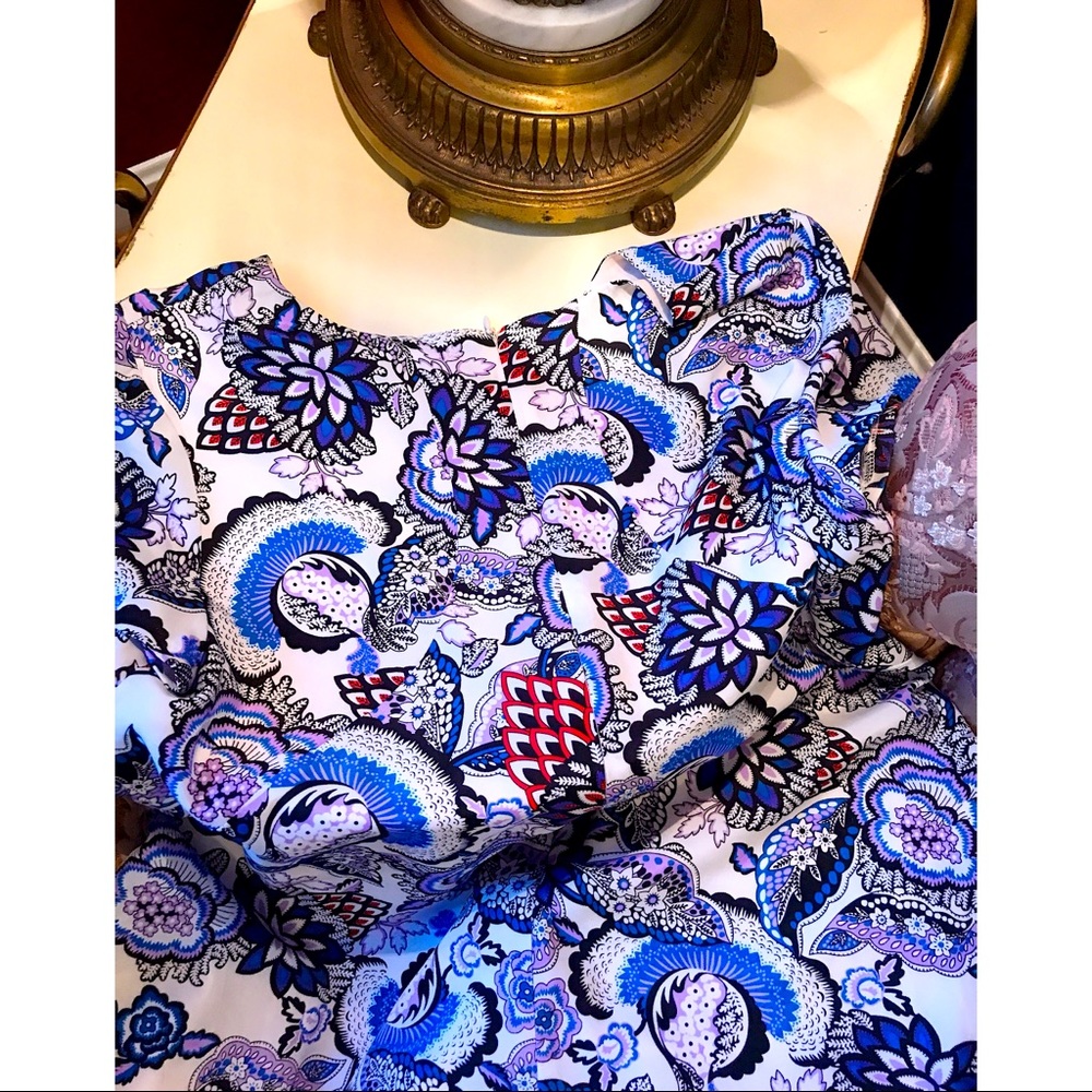 Betsey Johnson Silk Paisley Cap-Sleeve Dress